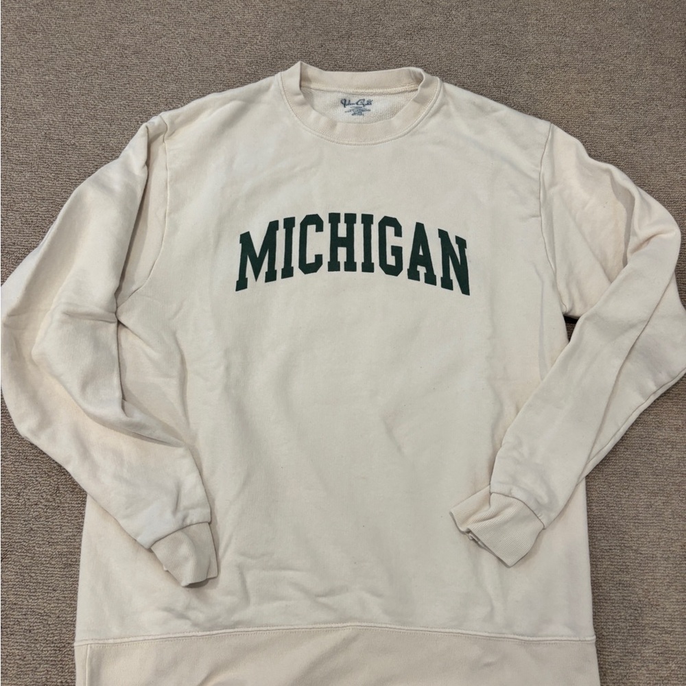 Brandy Melville Michigan Crewneck Sweater in Cream
